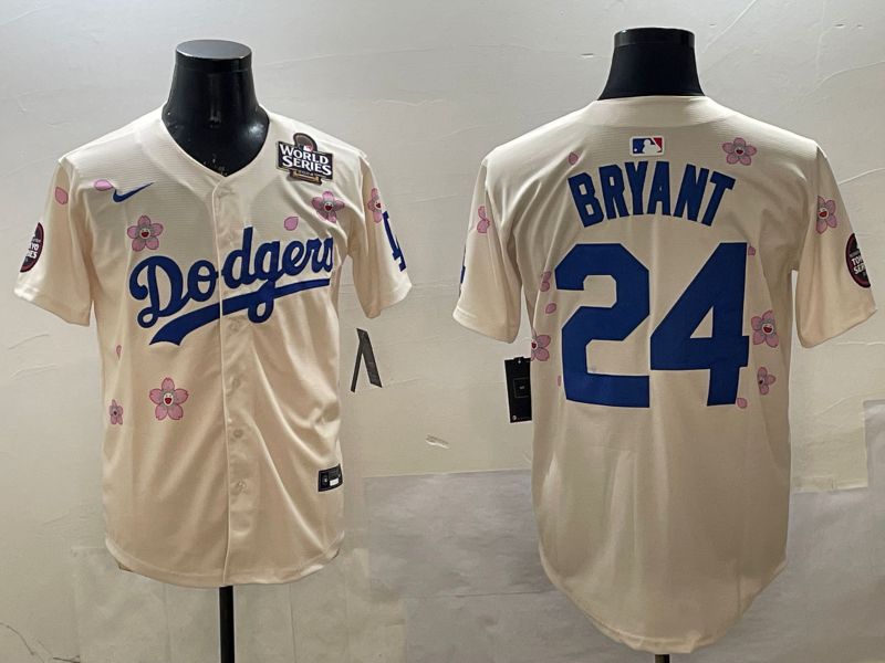 Men Los Angeles Dodgers #24 Bryant Cream Sakura Edition 2025 Nike MLB Jersey style 3->los angeles dodgers->MLB Jersey